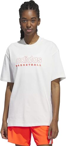 adidas Women's Select Basketball T-Shirt, Cloud White/Solar Red in Saudi Arabia