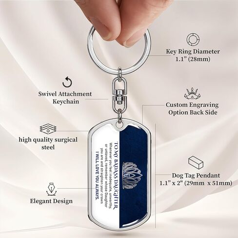 To My Badass Daughter Keepsake Straighten Your Crown Keychain | Daughter Gifts From Mom Dad Dog Tag in Saudi Arabia