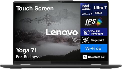 Lenovo Yoga 7i Home & Business 2 في 1 كمبيوتر محمول (Intel Core Ultra 7 155U 12-Core، 16GB LPDDR5X 7466MHz RAM، 1TB SSD، Intel Graphics، 16.0 بوصة 60 هرتز Touch Wide UXGA (1920x1200)، بصمة الإصبع، Win 11 Home) in Saudi Arabia