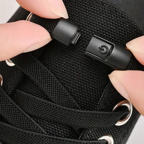Flat Elastic No Tie Shoe Laces for Sneakers, Stretch Tieless Shoelaces for Adults, Flat Shoes Strings (1 Pair)-Black in Saudi Arabia