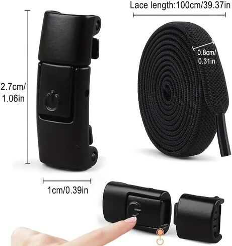 Flat Elastic No Tie Shoe Laces for Sneakers, Stretch Tieless Shoelaces for Adults, Flat Shoes Strings (1 Pair)-Black in Saudi Arabia