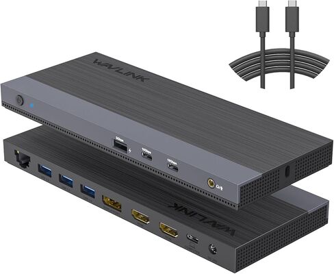 WAVLINK USB C Docking Station Dual Monitor, USB C Hub Laptop Triple Display, USB C to 2 HDMI,DisplayPort, PD Charging, Ethernet, 5 USB, SD/TF Read, Audio for MacBook Dell HP Lenovo Surface, Rose Gold in Saudi Arabia