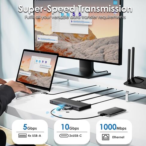 WAVLINK USB C Docking Station Dual Monitor, USB C Hub Laptop Triple Display, USB C to 2 HDMI,DisplayPort, PD Charging, Ethernet, 5 USB, SD/TF Read, Audio for MacBook Dell HP Lenovo Surface, Rose Gold in Saudi Arabia