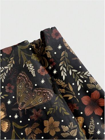 Women's Vintage Floral Graphic Midi Skirts High Waisted Bodycon Skirt with Slit in Kuwait