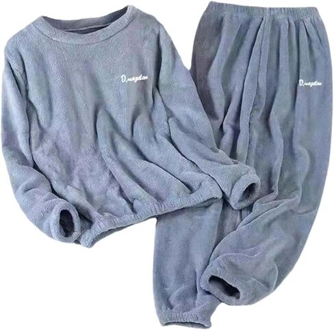 JiXiang Pajama Sets Women Soft Comfy Fluffy Fleece Sleepwear Long Sleeve Pullover Pants Plush Winter Warm 2 Piece Outfits in Saudi Arabia