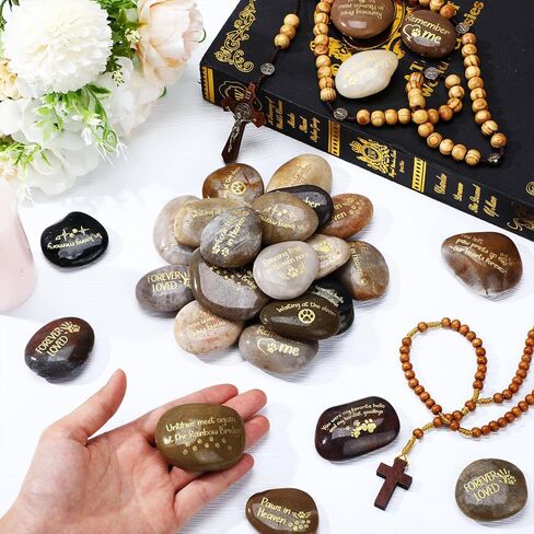 30 Pcs Pet Memorial Stones, Dog Memorial Gifts with Text, Condolence Gifts for Mourning Dogs, Pet Cat Bereavement Stones in Saudi Arabia