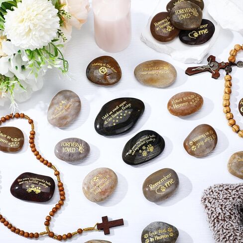 30 Pcs Pet Memorial Stones, Dog Memorial Gifts with Text, Condolence Gifts for Mourning Dogs, Pet Cat Bereavement Stones in Saudi Arabia