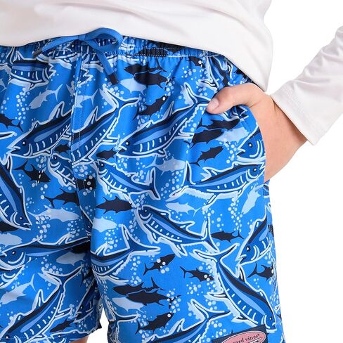 Vineyard Vines Boys' Printed Chappy Swim Trunks, Tide Blue Fishing, L in Saudi Arabia