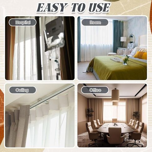 Juexica Ceiling Curtain Double Track Set 3ft-13ft/4 Meter White Double Curtain Track Ceiling Mount Heavy Duty Room Divider Adjustable Length Rails with Clips Hooks End Hook in Saudi Arabia