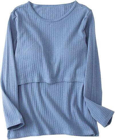 Womens Cotton Nursing Tops Long Sleeves Maternity Breastfeeding Shirts Spring Outfit Pregnancy Clothes in Saudi Arabia