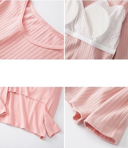 Womens Cotton Nursing Tops Long Sleeves Maternity Breastfeeding Shirts Spring Outfit Pregnancy Clothes in Saudi Arabia