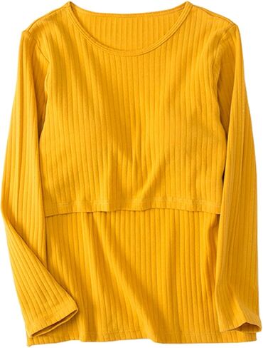 Womens Cotton Nursing Tops Long Sleeves Maternity Breastfeeding Shirts Spring Outfit Pregnancy Clothes in Saudi Arabia