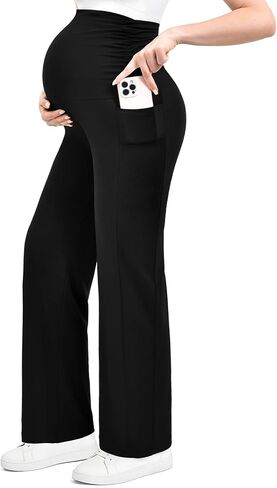 Ipletix Maternity Wide-Leg Lounge Pants with Pockets Over The Belly Soft Stretchy Pregnancy Wear in Saudi Arabia