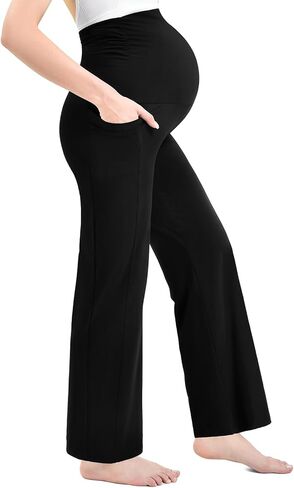 Ipletix Maternity Wide-Leg Lounge Pants with Pockets Over The Belly Soft Stretchy Pregnancy Wear in Saudi Arabia