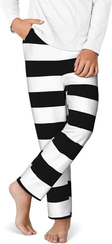 Boys Girls Cool Joggers Pants 3D Black and White Stripes Graphic Novelty Casual Pants 5-16 Years in Saudi Arabia