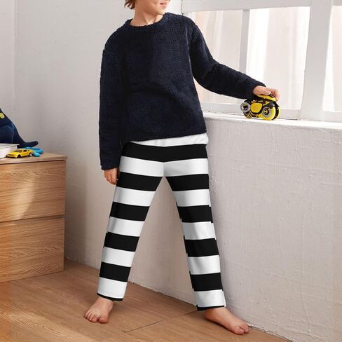 Boys Girls Cool Joggers Pants 3D Black and White Stripes Graphic Novelty Casual Pants 5-16 Years in Saudi Arabia