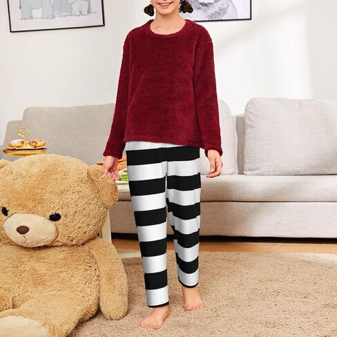 Boys Girls Cool Joggers Pants 3D Black and White Stripes Graphic Novelty Casual Pants 5-16 Years in Saudi Arabia