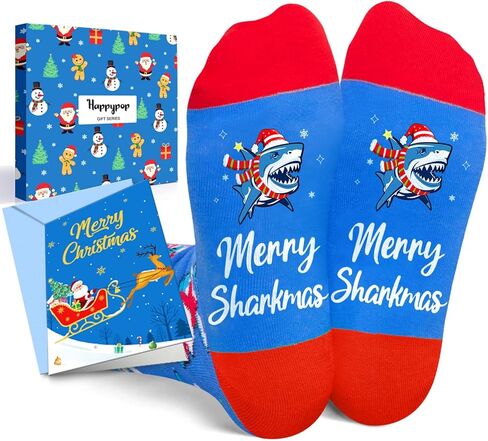 جوارب HAPPYPOP Shark للأطفال والمراهقين - هدايا عيد الميلاد مع بطاقة تهنئة in Kuwait
