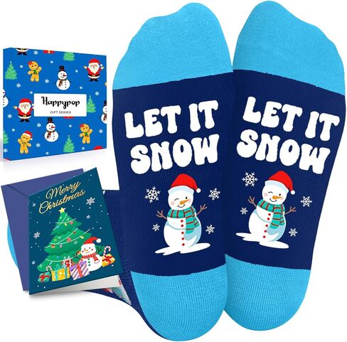 HAPPYPOP Christmas Snowman Gifts - Christmas Snow Man Socks, Santa Stocking Stuffers for 10-12 Years Kids with Greeting Card in Saudi Arabia