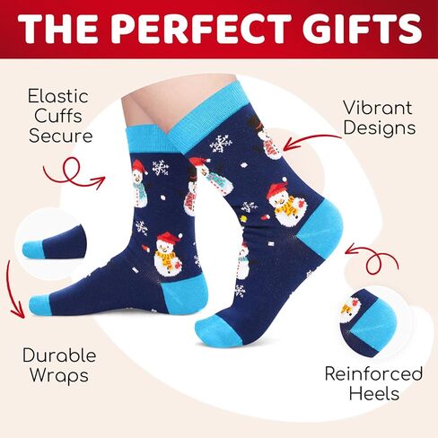 HAPPYPOP Christmas Snowman Gifts - Christmas Snow Man Socks, Santa Stocking Stuffers for 10-12 Years Kids with Greeting Card in Saudi Arabia