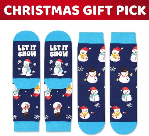 HAPPYPOP Christmas Snowman Gifts - Christmas Snow Man Socks, Santa Stocking Stuffers for 10-12 Years Kids with Greeting Card in Saudi Arabia
