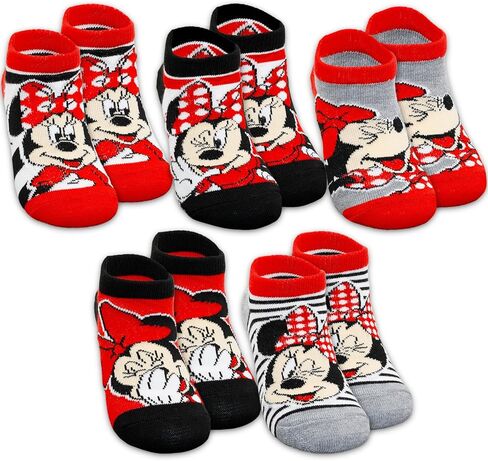 Minnie Mouse Socks for Kids - Bundle with 5 Pairs of Disney Themed Socks Size 7-10 Plus Stickers | Minnie Mouse Gift Set for Girls Ages 4-6 in Kuwait