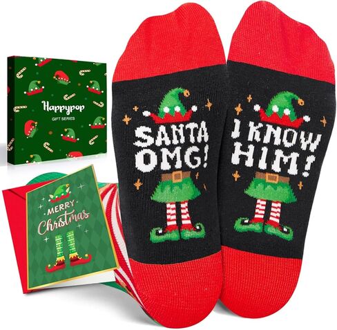 HAPPYPOP Christmas Snowman Gifts - Christmas Snow Man Socks, Santa Stocking Stuffers for 10-12 Years Kids with Greeting Card in Saudi Arabia