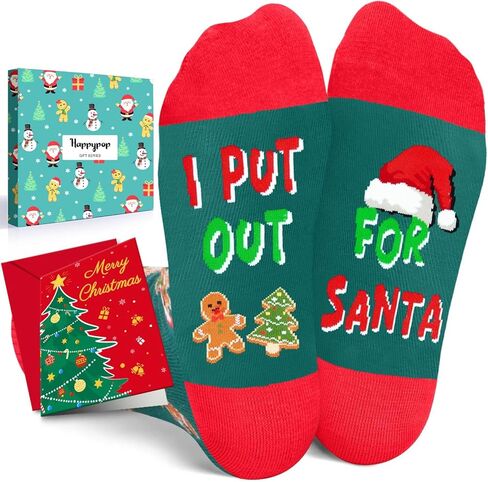HAPPYPOP Christmas Snowman Gifts - Christmas Snow Man Socks, Santa Stocking Stuffers for 10-12 Years Kids with Greeting Card in Saudi Arabia