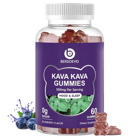 Kava Gummies 500mg, High Absorption Kava Root Extract Supplement With 50% Kavalactones for Mood, Sleep and Stress Suppport, Sugar Free, Blueberry Flavor, 60 Count in Saudi Arabia