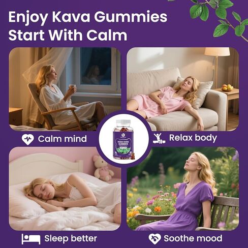 Kava Gummies 500mg, High Absorption Kava Root Extract Supplement With 50% Kavalactones for Mood, Sleep and Stress Suppport, Sugar Free, Blueberry Flavor, 60 Count in Saudi Arabia