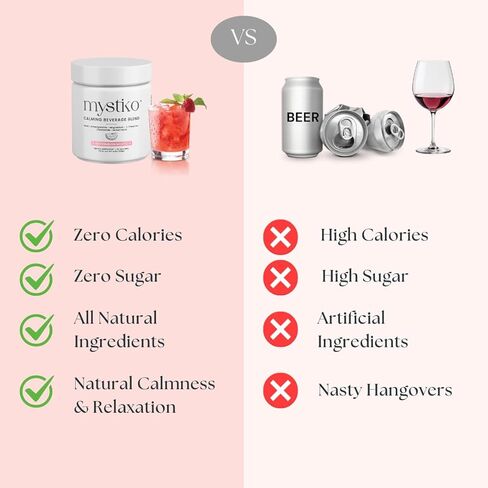 مزيج مسحوق مشروب مهدئ طبيعي من ميستيكو مع الكافا والأشواغاندا والمغنيسيوم والثيانين وبلسم الليمون والبابونج - نكهة البطيخ موهيتو، خالي من السكر والسعرات الحرارية الصفرية، مشروب الكافا - 25 حصة in Kuwait