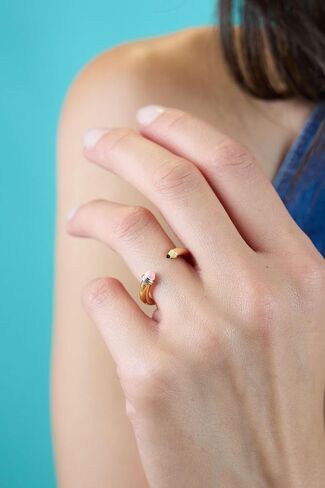 حلقة قلم رصاص مفتوحة من Alex and Ani - تصميم خالٍ من النيكل بلونين، حلقة لطيفة قابلة للتعديل، تناسب مقاس 7، أزياء فريدة ليوم المدرسة للنساء in Saudi Arabia