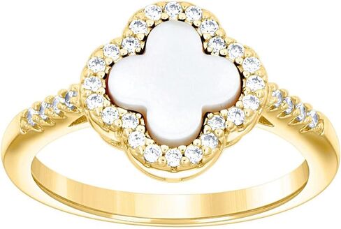 JewelryWeb 925 فضة أصفر لهجة المرأة زركون بالمينا البرسيم خاتم الحظ السعيد S5 11.2x1.9mm Wide5-Ring للنساء in Saudi Arabia