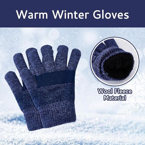 Kids Gloves Winter Boys Gloves Knit Wool Fleece Lined Mittens for Cold Weather Outdoor Sports Running Cycling Skiing in Saudi Arabia