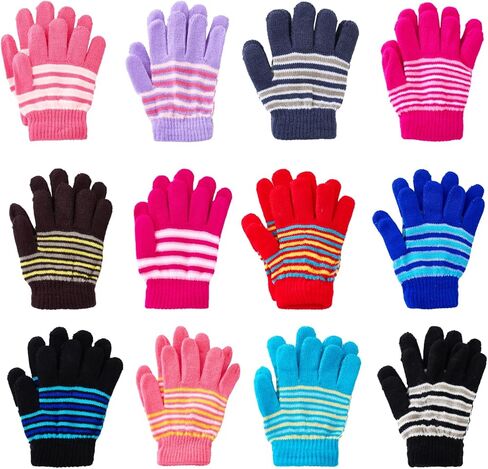 12 Pairs Kids Gloves Winter Toddlers Knit Gloves Warm Stretchy Glove Bulk Pack for Boys Girls Cold Weather in Saudi Arabia