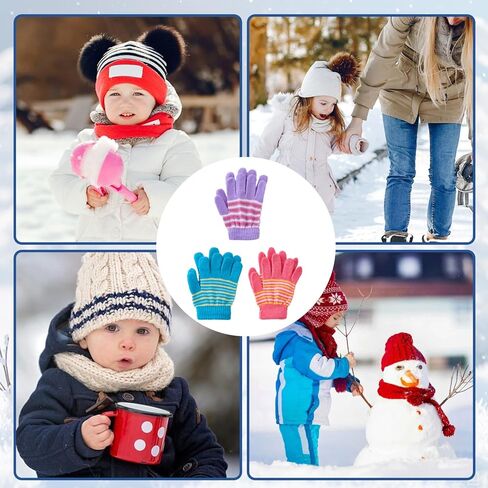 12 Pairs Kids Gloves Winter Toddlers Knit Gloves Warm Stretchy Glove Bulk Pack for Boys Girls Cold Weather in Saudi Arabia