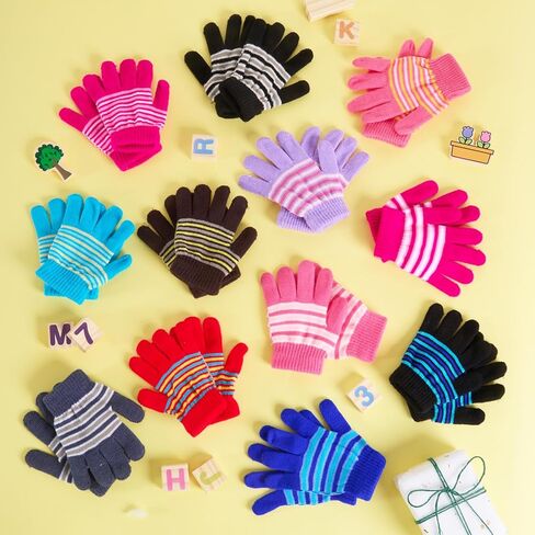 12 Pairs Kids Gloves Winter Toddlers Knit Gloves Warm Stretchy Glove Bulk Pack for Boys Girls Cold Weather in Saudi Arabia