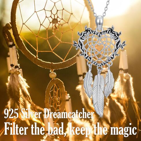Dream Catcher Necklace for Women 925 Sterling Silver Dream Catcher Pendant Necklace Dreamcatcher Jewelry for Women in Saudi Arabia