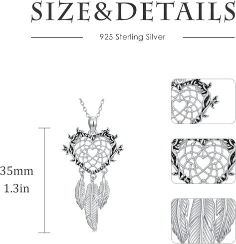 Dream Catcher Necklace for Women 925 Sterling Silver Dream Catcher Pendant Necklace Dreamcatcher Jewelry for Women in Saudi Arabia