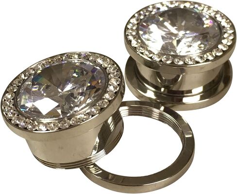 PAIR of Stunning Large CZ Gem Rimmed 316L Surgical Steel Screw Fit Plugs - Tunnels - Gauges - Body Jewelry in Saudi Arabia