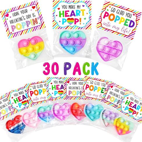 24 Pack Valentines Day Gifts for Kids - Dinosaur Pop Fidget Toy with Gift Cards for Kid Boy Girl, Bulk Kids Valentine Party Favors School Classroom Prizes Gift Exchange Basket Stuffers Fillers in Kuwait