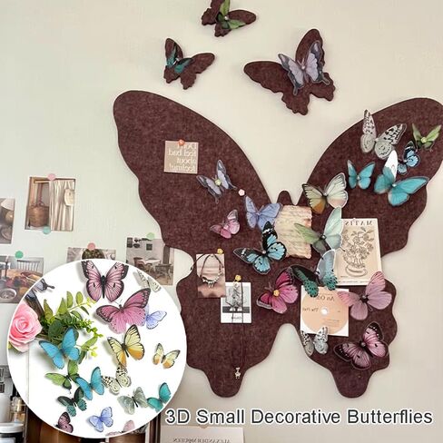 OULIGET Butterfly Cork Boards,3D Foldable Butterfly Wall Collage Kit,Wall Mount Bulletin Display Pin Board for Notes Photos and DIY Wall Decor,With Pushpins in Saudi Arabia