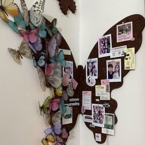 OULIGET Butterfly Cork Boards,3D Foldable Butterfly Wall Collage Kit,Wall Mount Bulletin Display Pin Board for Notes Photos and DIY Wall Decor,With Pushpins in Saudi Arabia