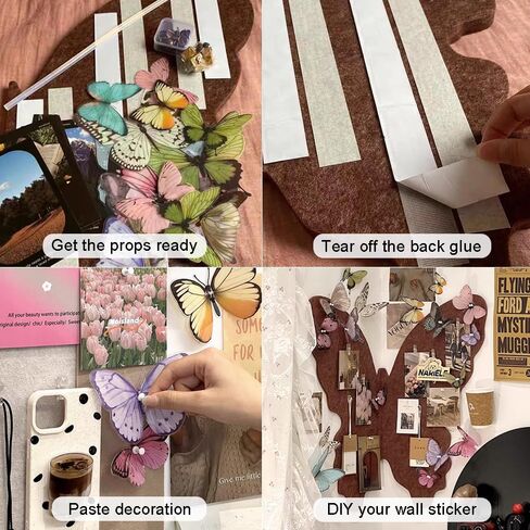 OULIGET Butterfly Cork Boards,3D Foldable Butterfly Wall Collage Kit,Wall Mount Bulletin Display Pin Board for Notes Photos and DIY Wall Decor,With Pushpins in Saudi Arabia