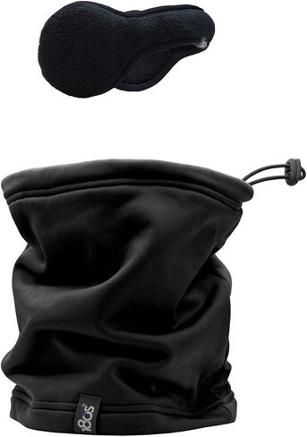 180s Men's Tec Fleece Behind-the-head Ear Warmer, Cold weather Winter Earmuffs (Black, Ear-Warmer + Neck Gaiter Set) in Saudi Arabia