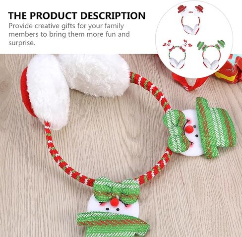 NUOBESTY 3pcs Cartoon Christmas Earmuffs Winter Headbands Warm Ear Covers for Xmas Day Decorations in Saudi Arabia