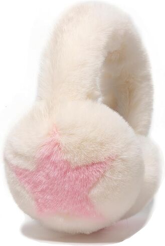 Fluffy Earmuffs for Women Chic Star Pattern Ear Covers 2025 Foldable Outdoor Ear Warmers Windproof Plush Headband in Saudi Arabia