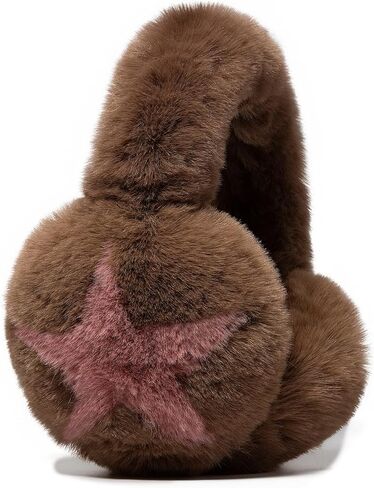 Fluffy Earmuffs for Women Chic Star Pattern Ear Covers 2025 Foldable Outdoor Ear Warmers Windproof Plush Headband in Saudi Arabia