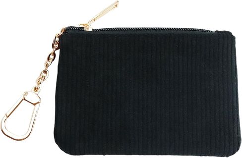 Corduroy Keychain Coin Purse – Medium Size Change Purse, Keychain Pouch Wallet for Women and Men (Corduroy Black) in Saudi Arabia
