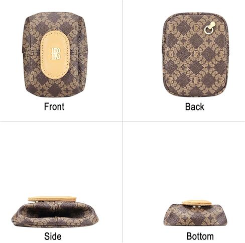 محفظة عملات معدنية صغيرة من Royal Bagger RFID للنساء - قماش مطلي بالتوقيع وجلد البقر المدبوغ نباتيًا، حقيبة محفظة صغيرة للمفاتيح وسماعات الأذن والأساسيات 7603 (قهوة) in Saudi Arabia